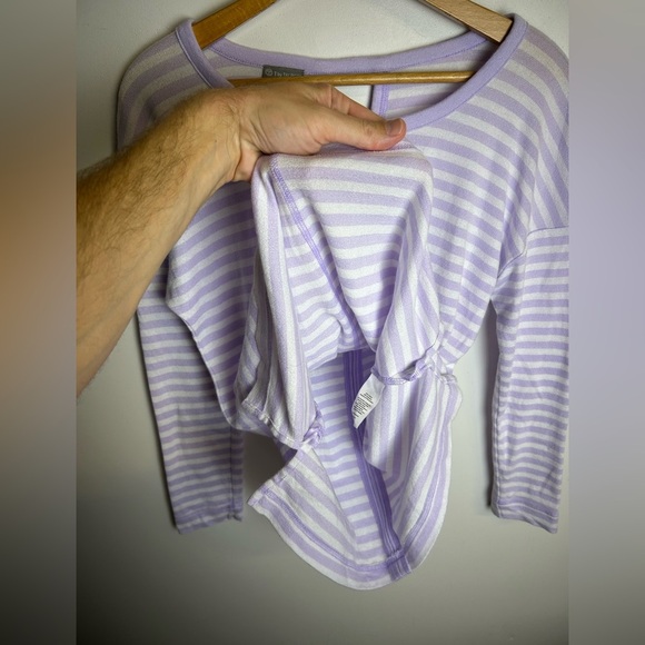 T By Talbots Striped lila Purple Long Sleeve top Sz MP Comfortable soft timeless - Picture 4 of 14